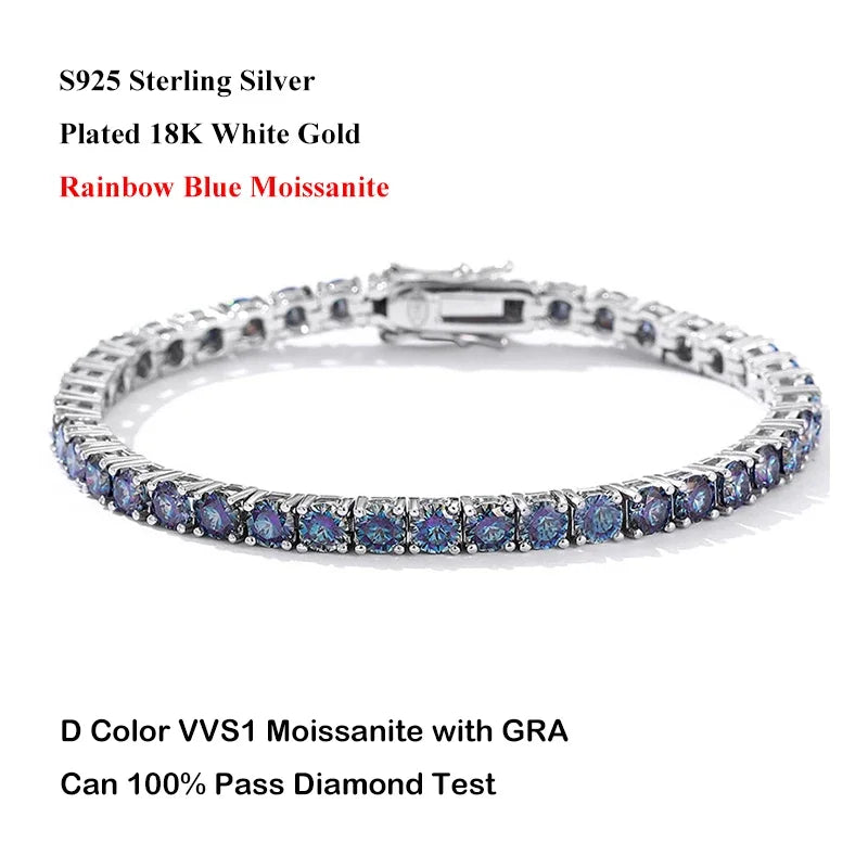 Pulsera de Moissanita Azul