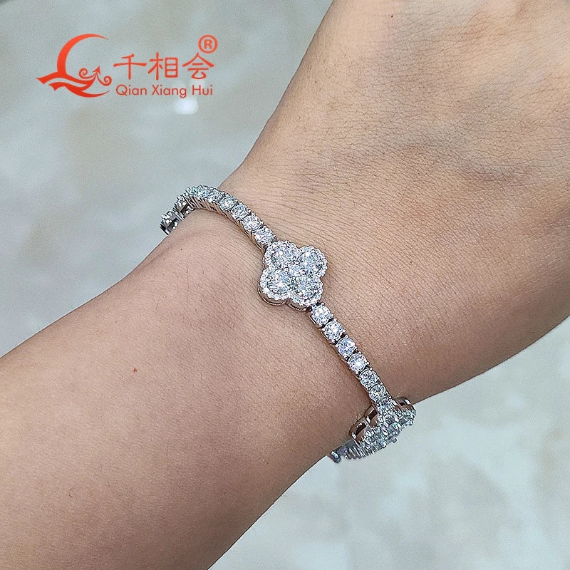 Pulsera de tenis de trébol de cuatro hojas de 12 mm y 3 mm