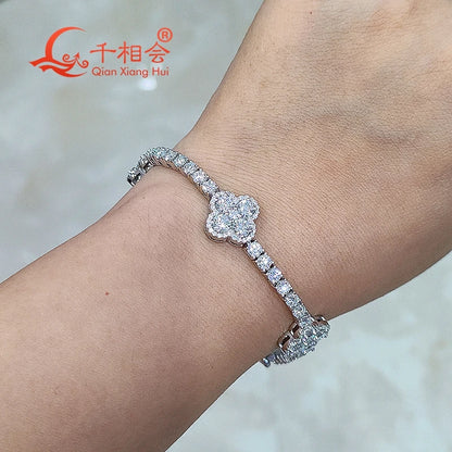 Pulsera de tenis de trébol de cuatro hojas de 12 mm y 3 mm
