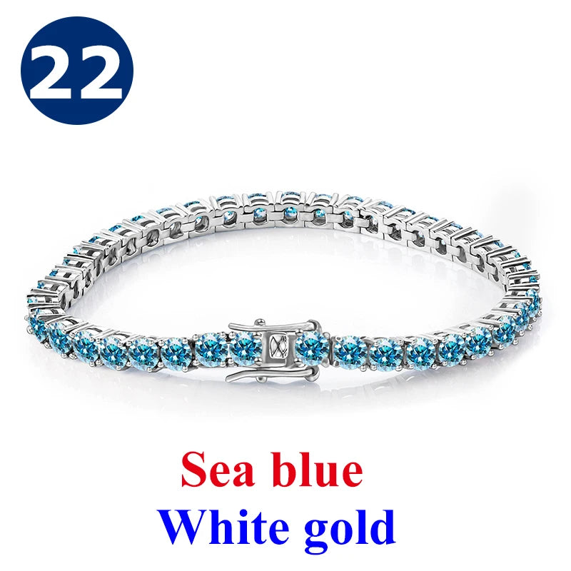 Cadena de tenis de moissanita Unisex Azul