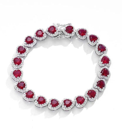Pulsera de corindón rojo y platino PT950