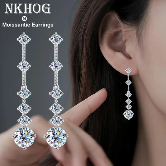Pendientes colgantes de moissanita, 3 quilates