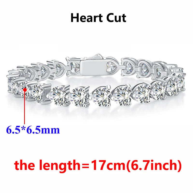 Pulsera de moissanita corte Princess 17cm