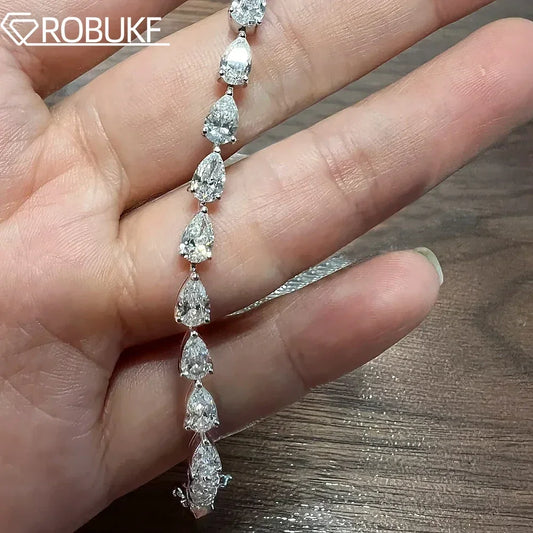 Pulsera de tenis de diamantes de moissanita con corte de pera de 3*5 mm
