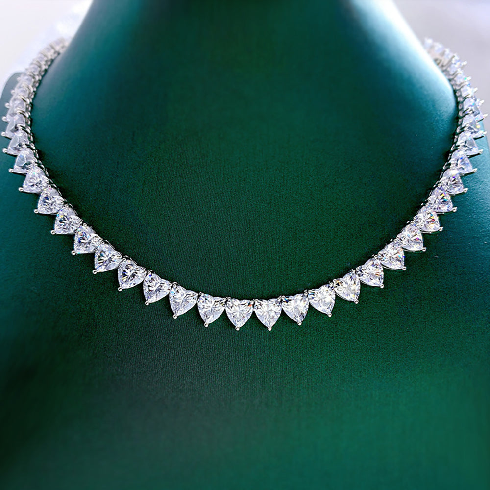 Cadena tennis de moissanita corte de corazón
