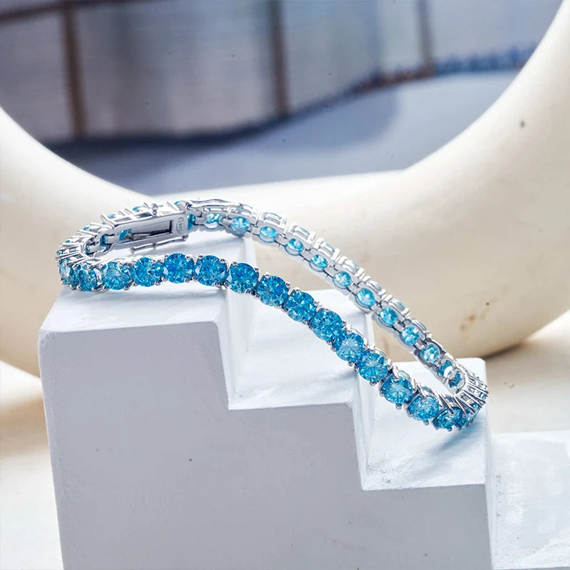 Cadena de tenis de moissanita Unisex Azul