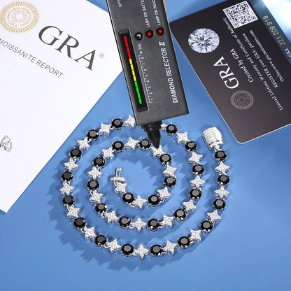 Cadena de tenis de moissanita redonda negra de 6,0mm