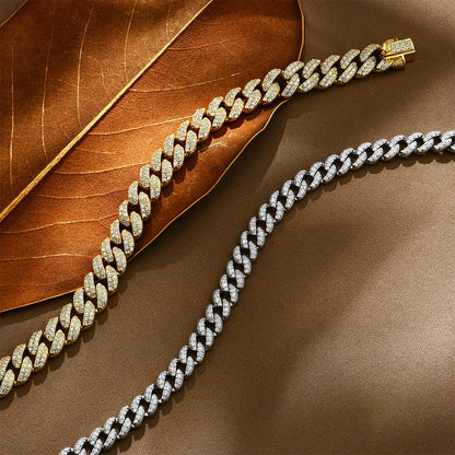 Cadena cubana de moissanita, Plata de Ley 925 chapada en oro de 18k