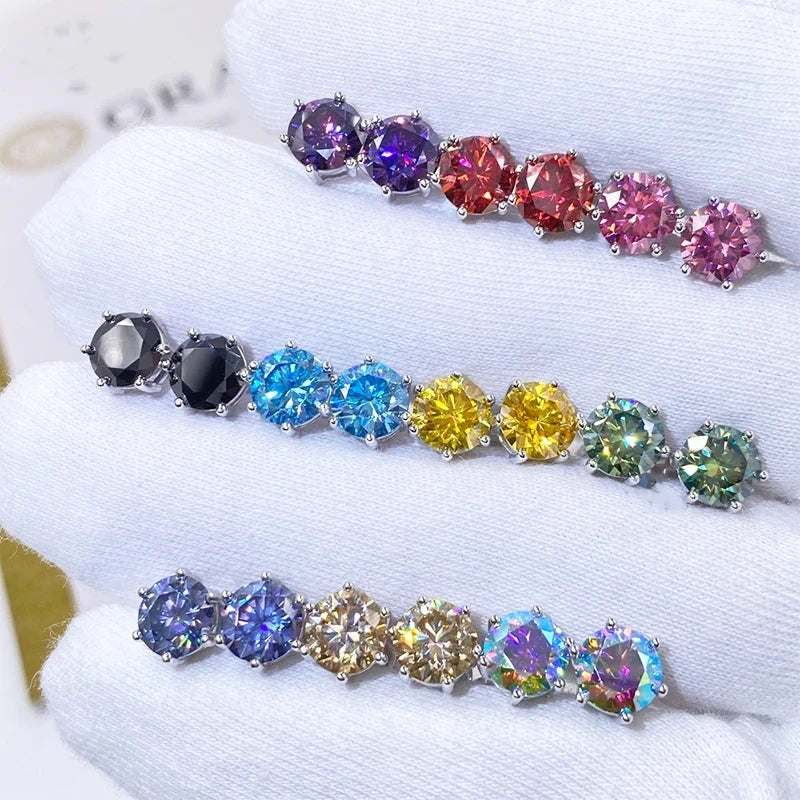 Pendientes de moissanita de 1ct-6ct, 21 colores
