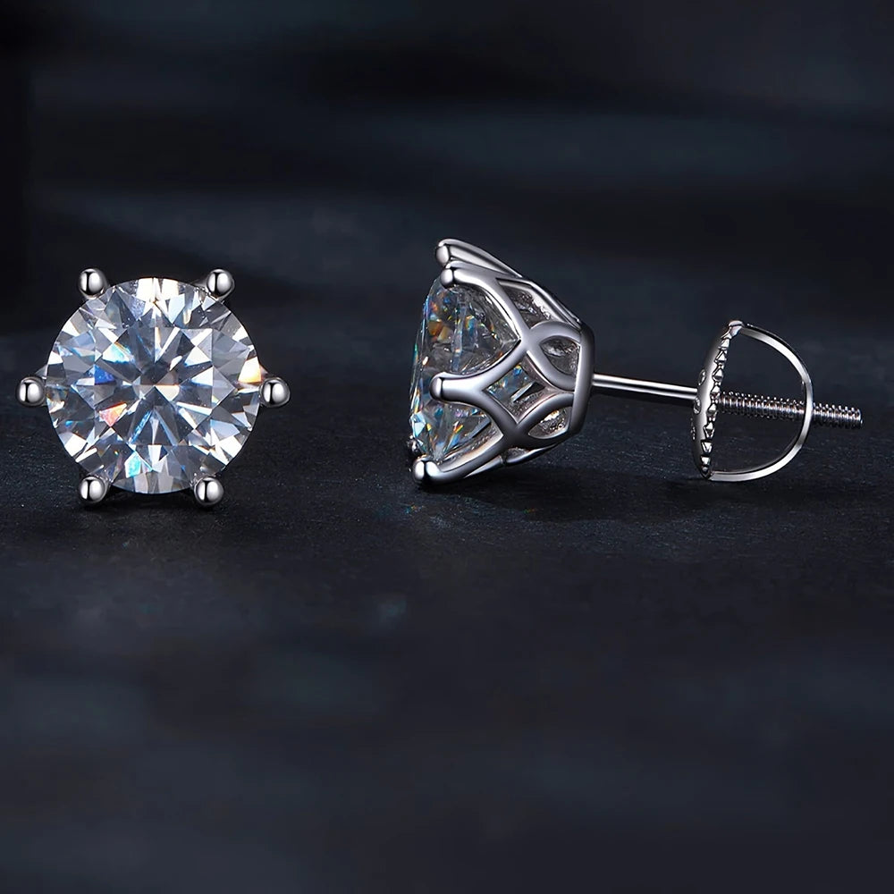 Aretes de moissanita 6 puntas
