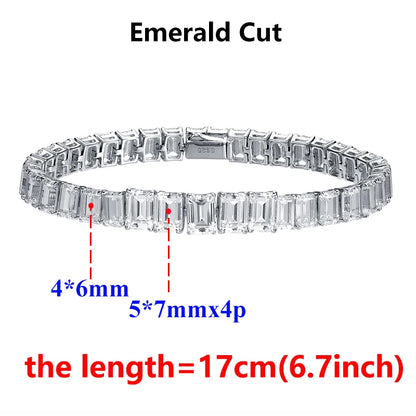 Pulsera de moissanita corte Princess 17cm