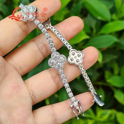 Pulsera de tenis de trébol de cuatro hojas de 12 mm y 3 mm