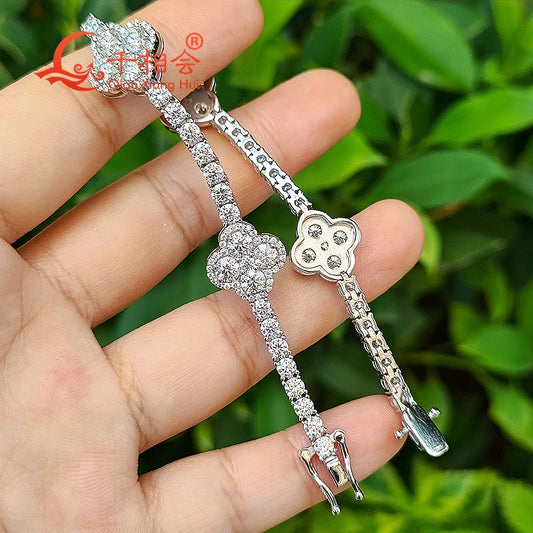 Pulsera de tenis de trébol de cuatro hojas de 12 mm y 3 mm