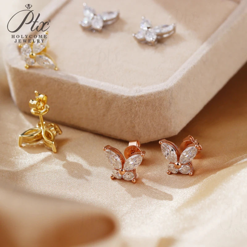 Juego de aretes mariposa de moissanita