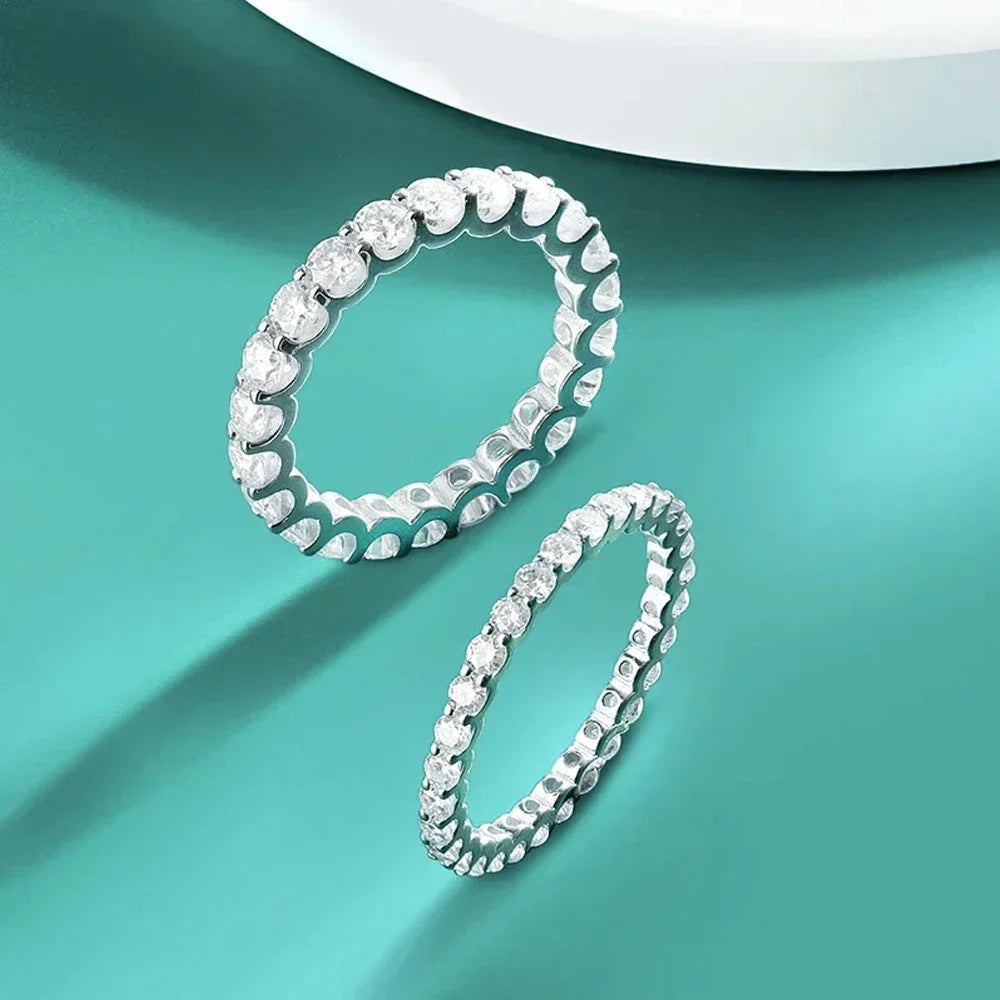 2/3mm anillos de moissanita, Unisex, plata 925, chapado el oro 18k