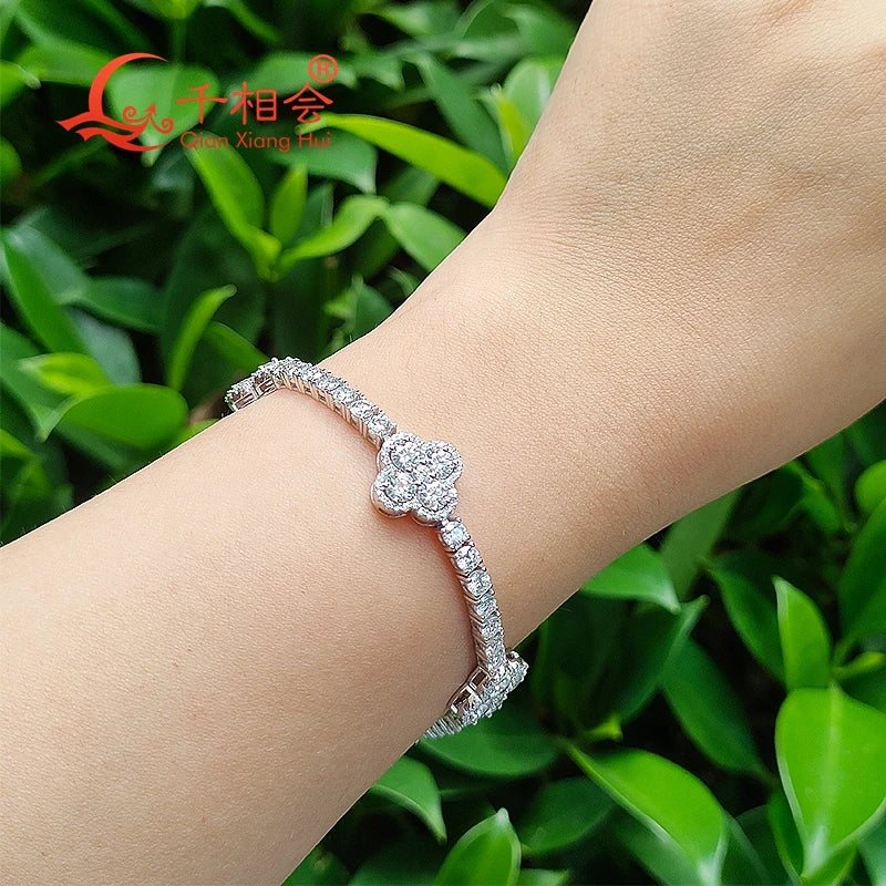 Pulsera de tenis de trébol de cuatro hojas de 12 mm y 3 mm