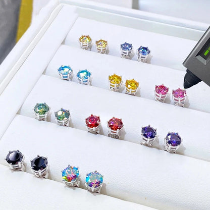 Pendientes de moissanita de 1ct-6ct, 21 colores