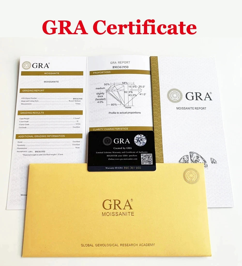 Cadena de tenis de moissanita con certificado GRA de 3MM