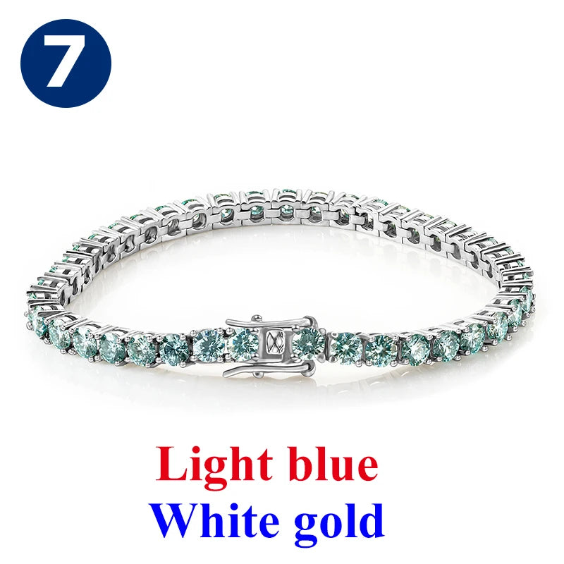 Cadena de tenis de moissanita Unisex Azul