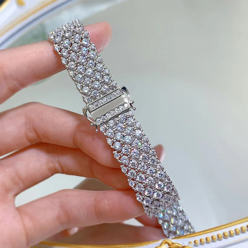 Brazalete de plata de ley con moissanita para mujer