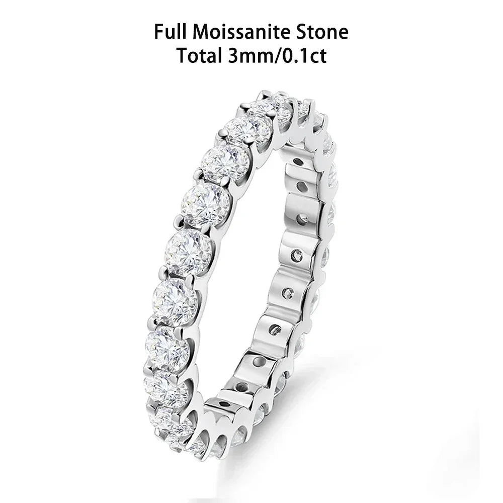 2/3mm anillos de moissanita, Unisex, plata 925, chapado el oro 18k