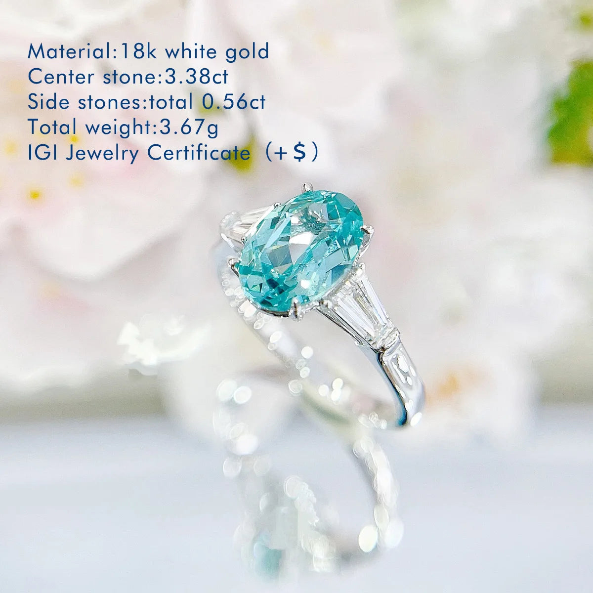 Anillo de turmalina Paraiba solitario ovalado