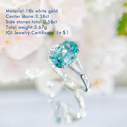 Anillo de turmalina Paraiba solitario ovalado