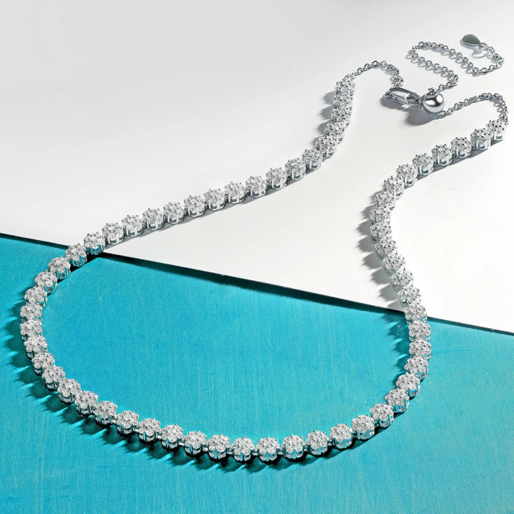 Pulseras de tenis con flor de moissanita completa