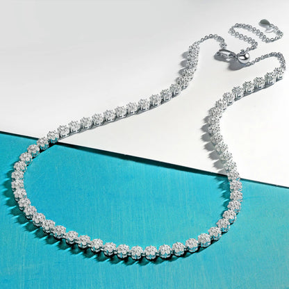 Pulseras de tenis con flor de moissanita completa