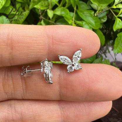 Juego de aretes mariposa de moissanita