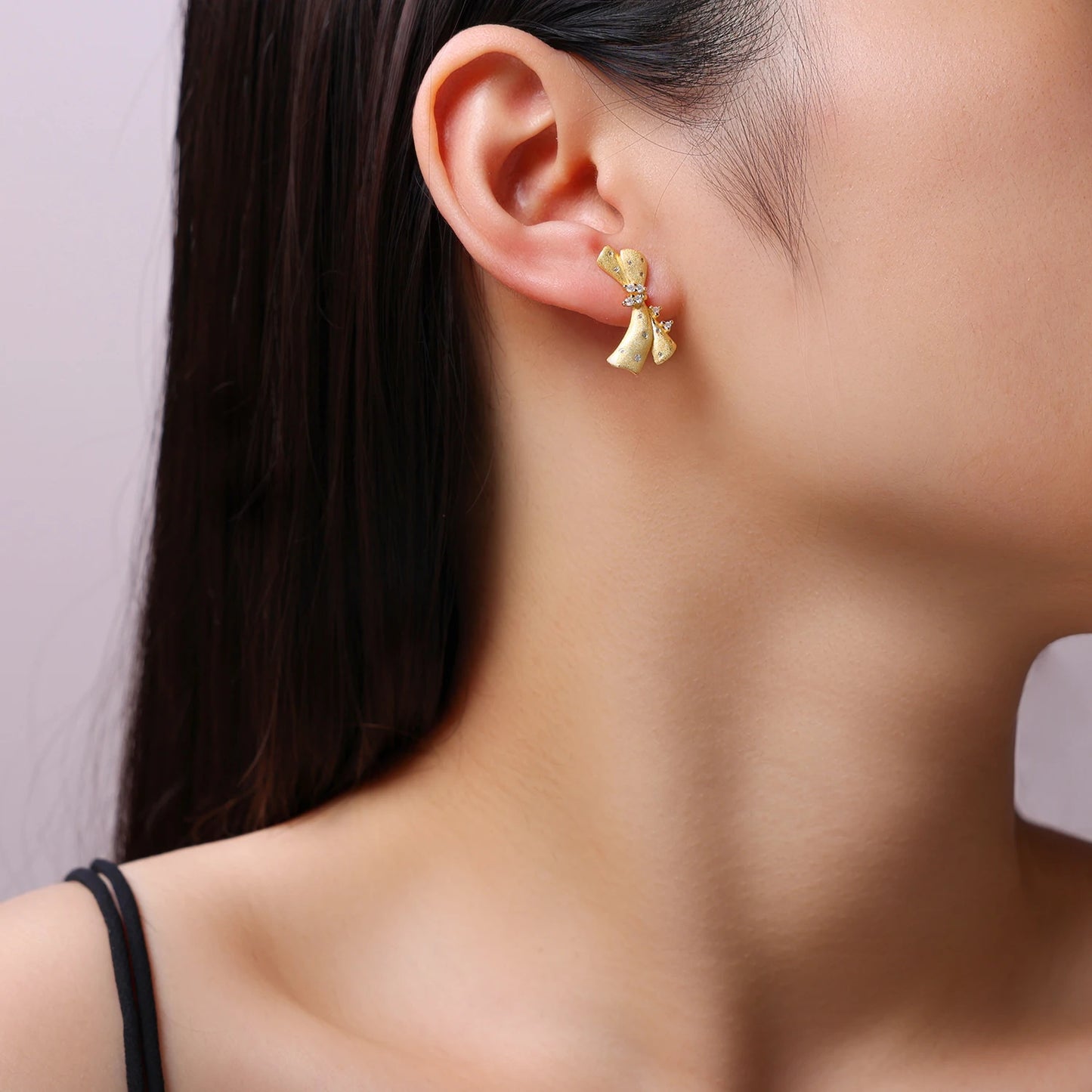 Juego de pendientes de plata con baño de oro 18k
