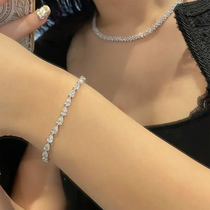 Pulsera de tenis de diamantes de moissanita con corte de pera de 3*5 mm