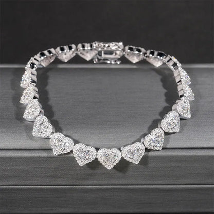 Cadena de moissanita diseño de corazón brillante