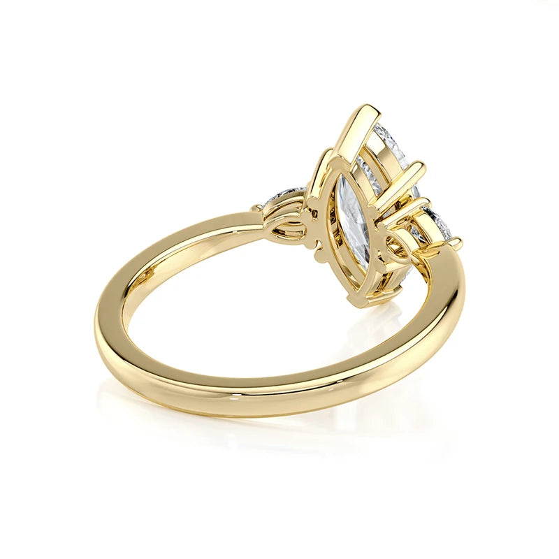 Anillo de compromiso de diamante Marquesa de oro de 14K y 18K para mujer, sortija de diamante cultivado en laboratorio, joyería fina con certificado IGI