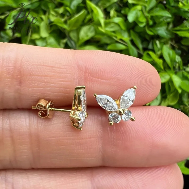 Juego de aretes mariposa de moissanita