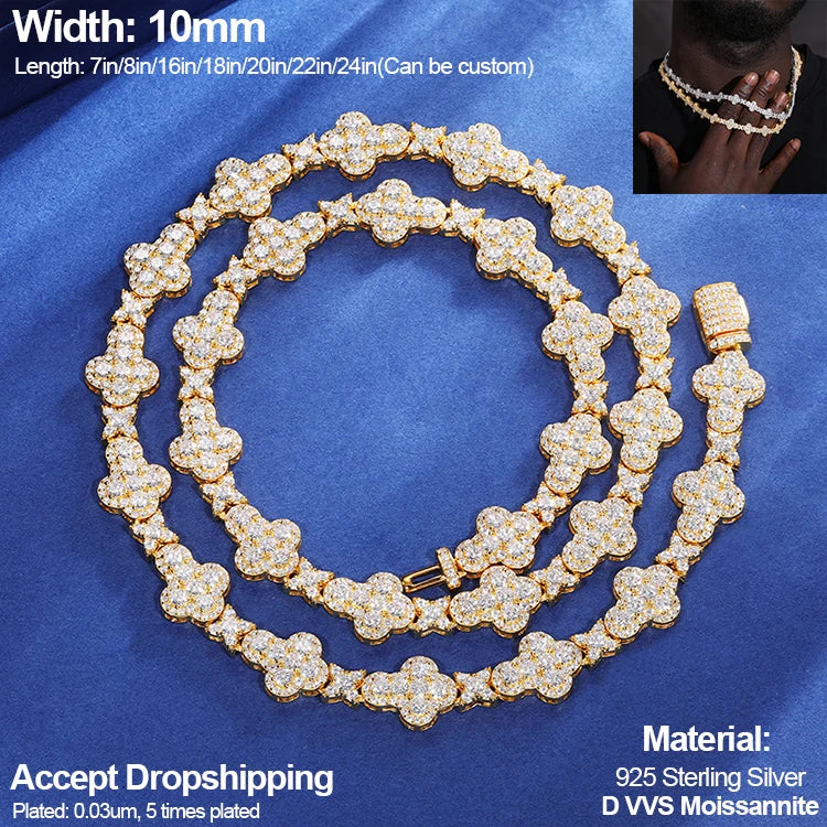 Cadena de tenis de moissanita redonda negra de 6,0mm