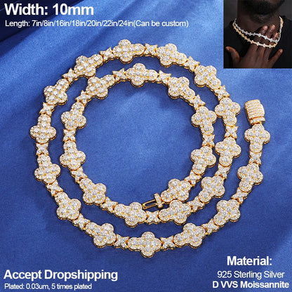 Cadena de tenis de moissanita redonda negra de 6,0mm