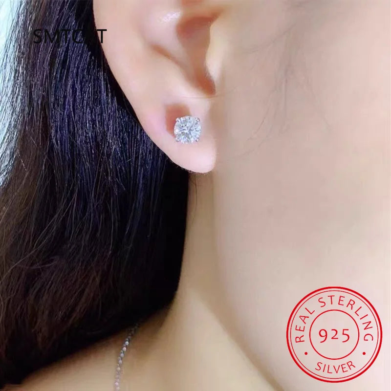 Pendientes de moissanita para mujer, 2 quilates