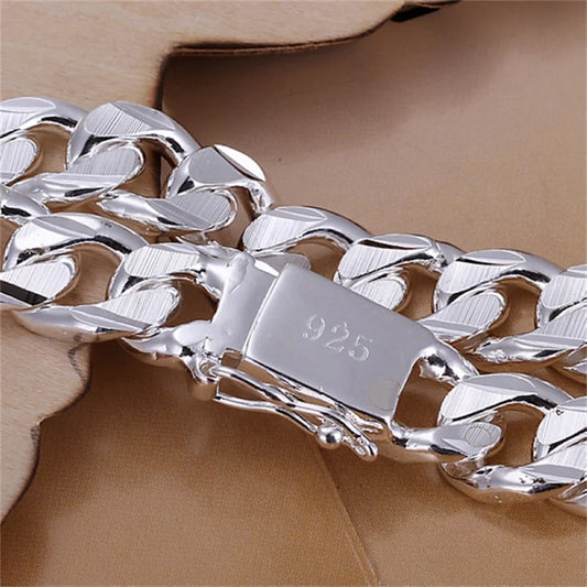 Pulsera cubana de 10mm, plata 925