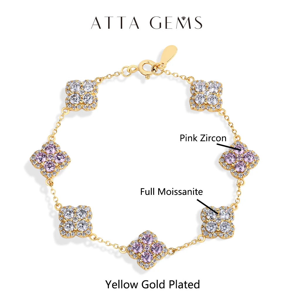 Pulsera de moissanita diseño de trébol