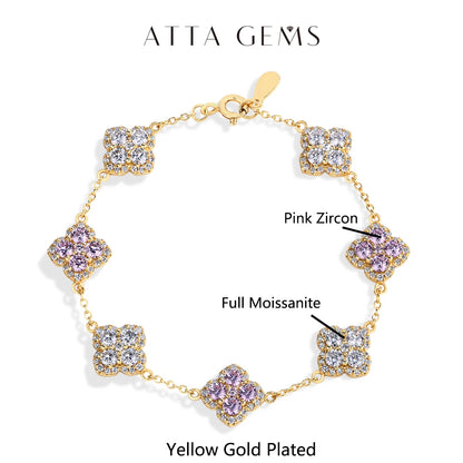 Pulsera de moissanita diseño de trébol
