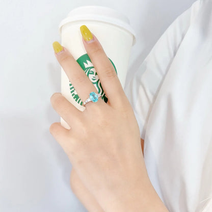 Anillo de turmalina Paraiba solitario ovalado