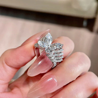 Anillo de compromiso de plata de ley 925 y circonita
