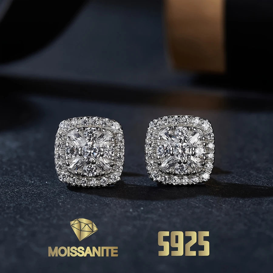 Aretes cuadrados de moissanita