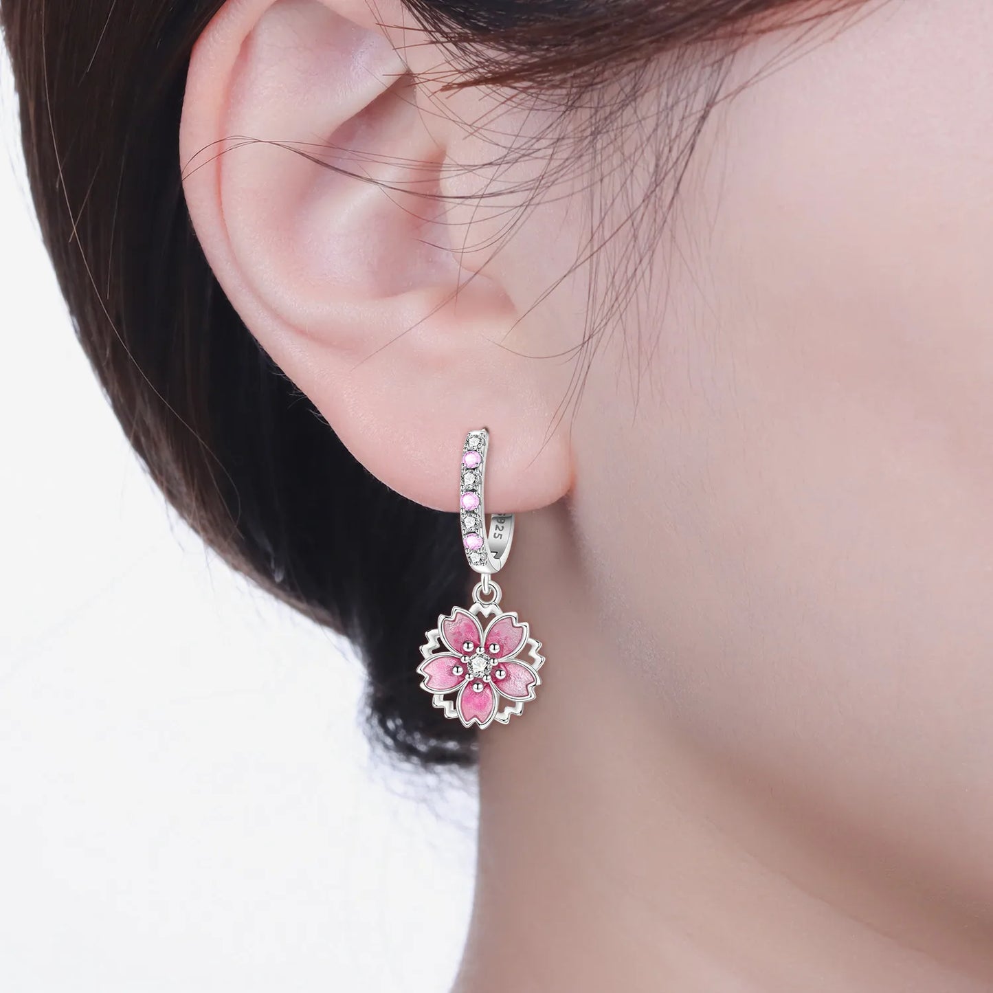 Pendientes de flor de cerezo rosa