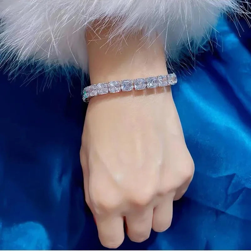 Pulsera de moissanita de corte Asscher