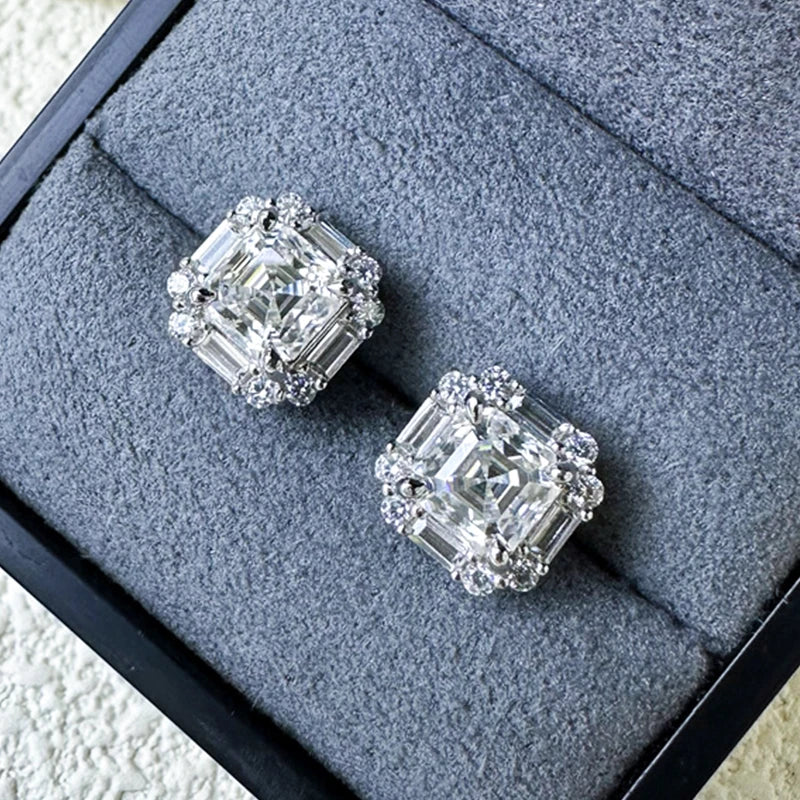 Juego de aretes Unisex de moissanita de 2 quilates