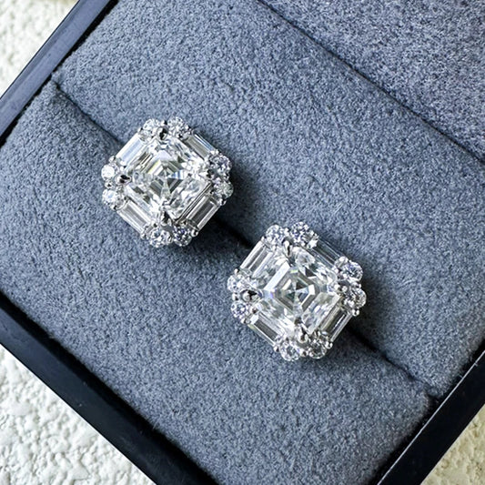 Juego de aretes Unisex de moissanita de 2 quilates