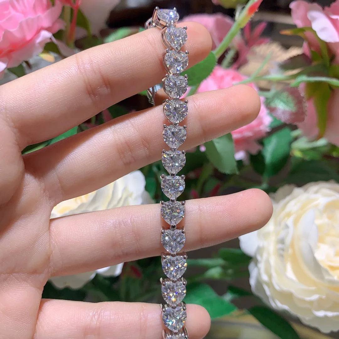 Pulsera de moissanita corte Princess 17cm