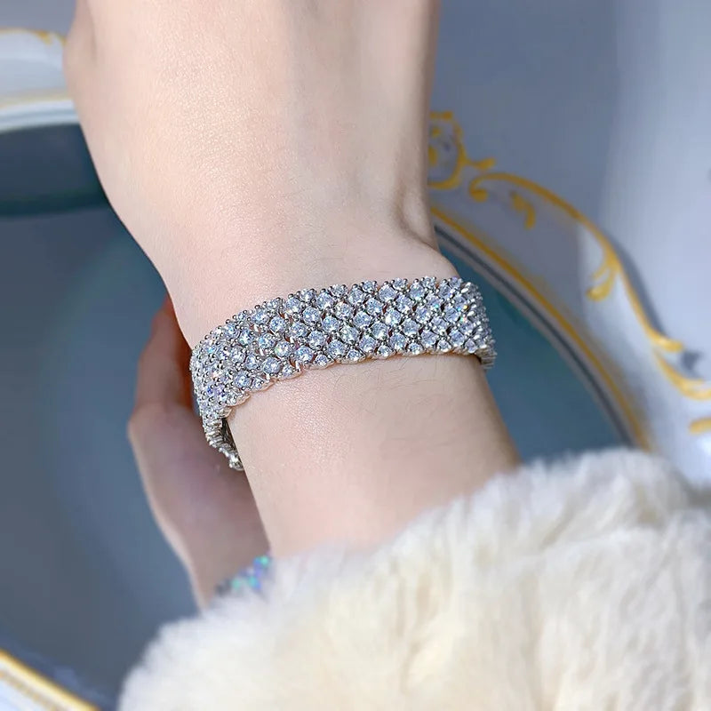 Brazalete de plata de ley con moissanita para mujer